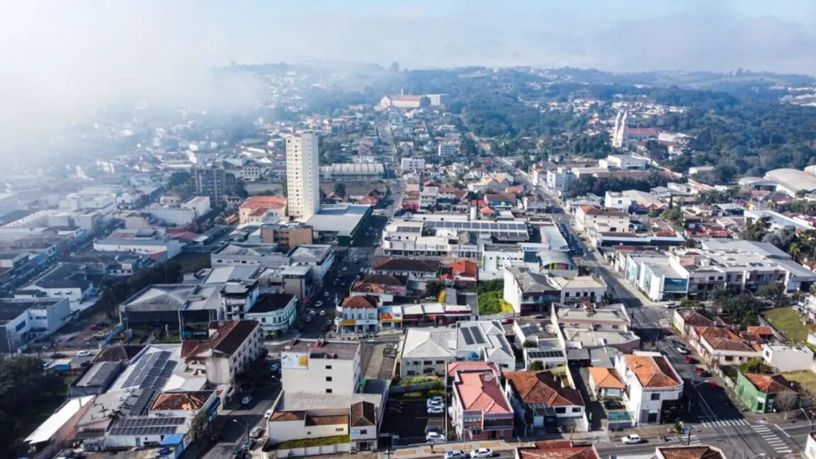 Vista aérea de Irati, no Centro-Sul do Paraná