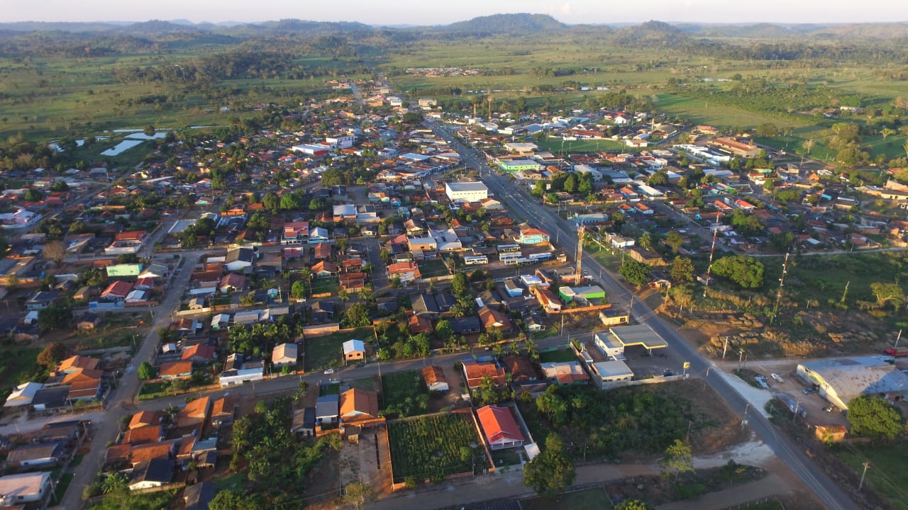 Vista aérea de Nova União, em Rondônia