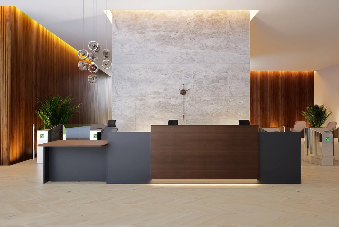 Ambiente corporativo de recepção e atendimento