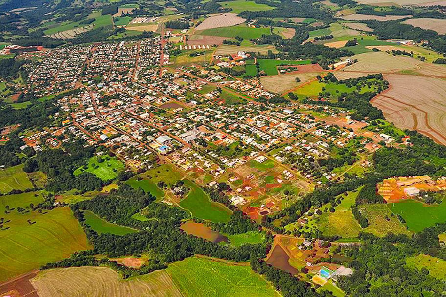 Vista aérea de Catanduvas, no Oeste do Paraná