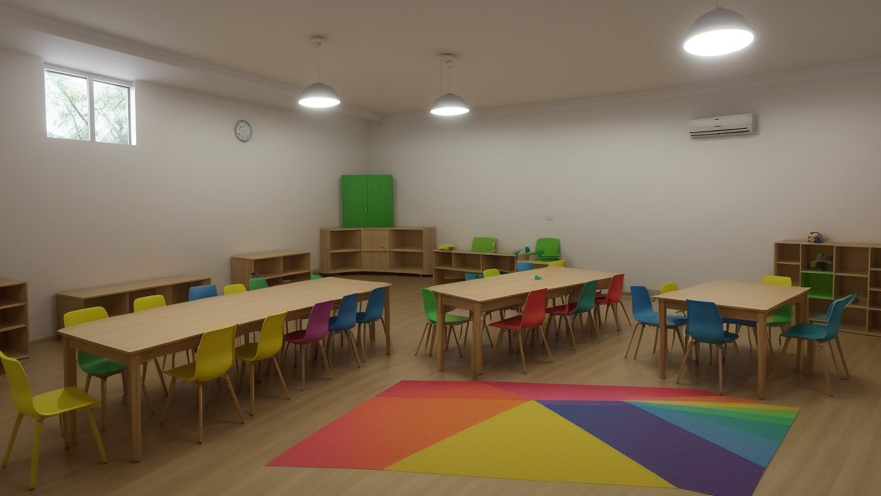 Ambiente escolar inclusivo com materiais pedagógicos
