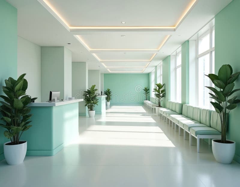 Corredor de hospital moderno, representando o ambiente de atuação do profissional de saúde