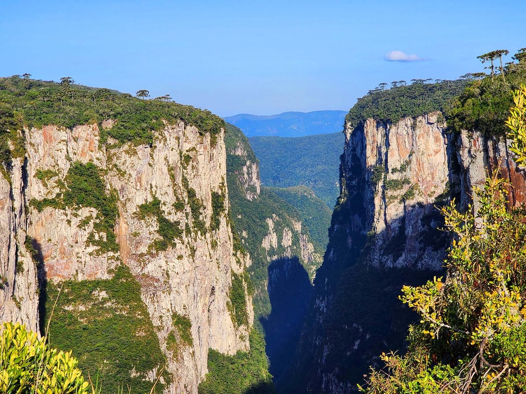 Paisagem do interior do Rio Grande do Sul, com morros e vegetação — imagem ilustrativa