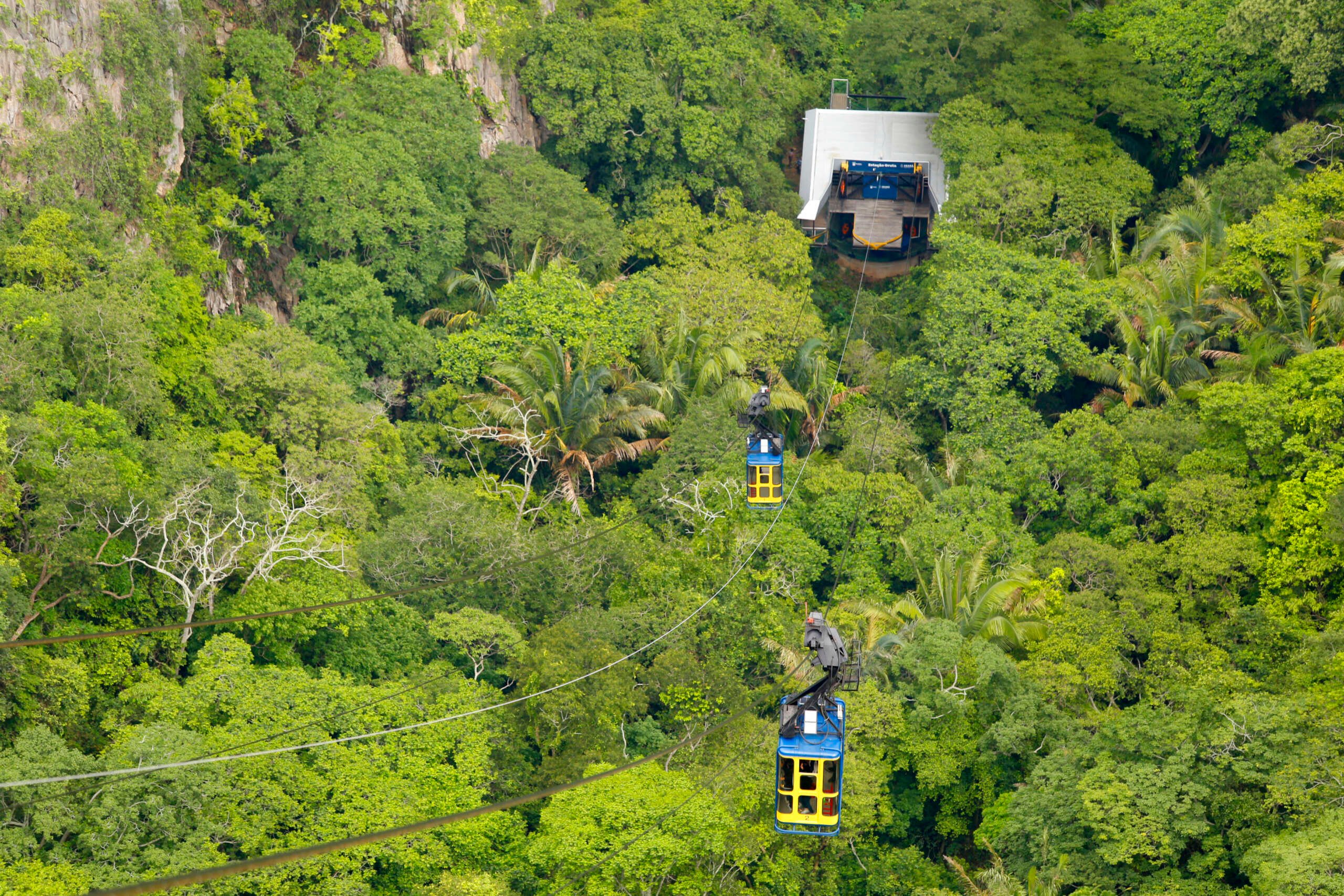 Serra da Ibiapaba, com vegetação serrana e teleférico entre as árvores