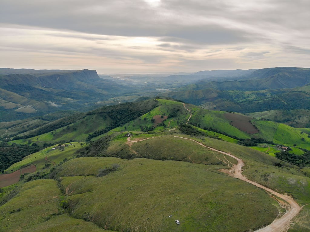 Vista aérea da Serra da Canastra, em Minas Gerais