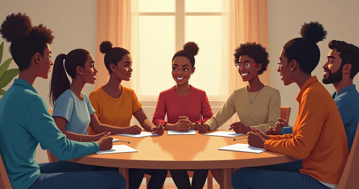 Equipe diversa em reunião de projetos, com notebooks e gráficos sobre a mesa