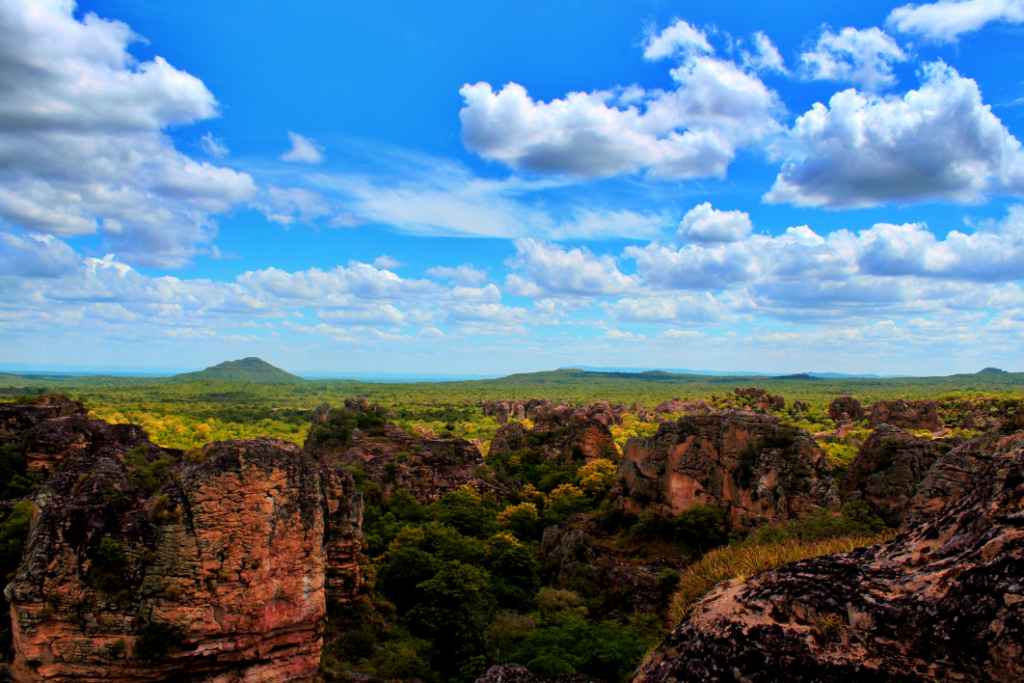 Formações rochosas no Parque Nacional de Sete Cidades, Piauí