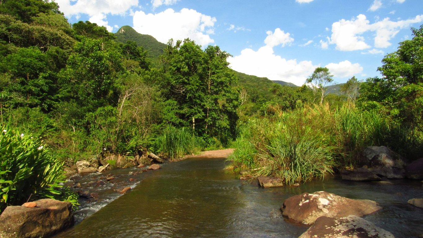 Paisagem do Litoral Norte do Rio Grande do Sul, evocando a região de Maquiné