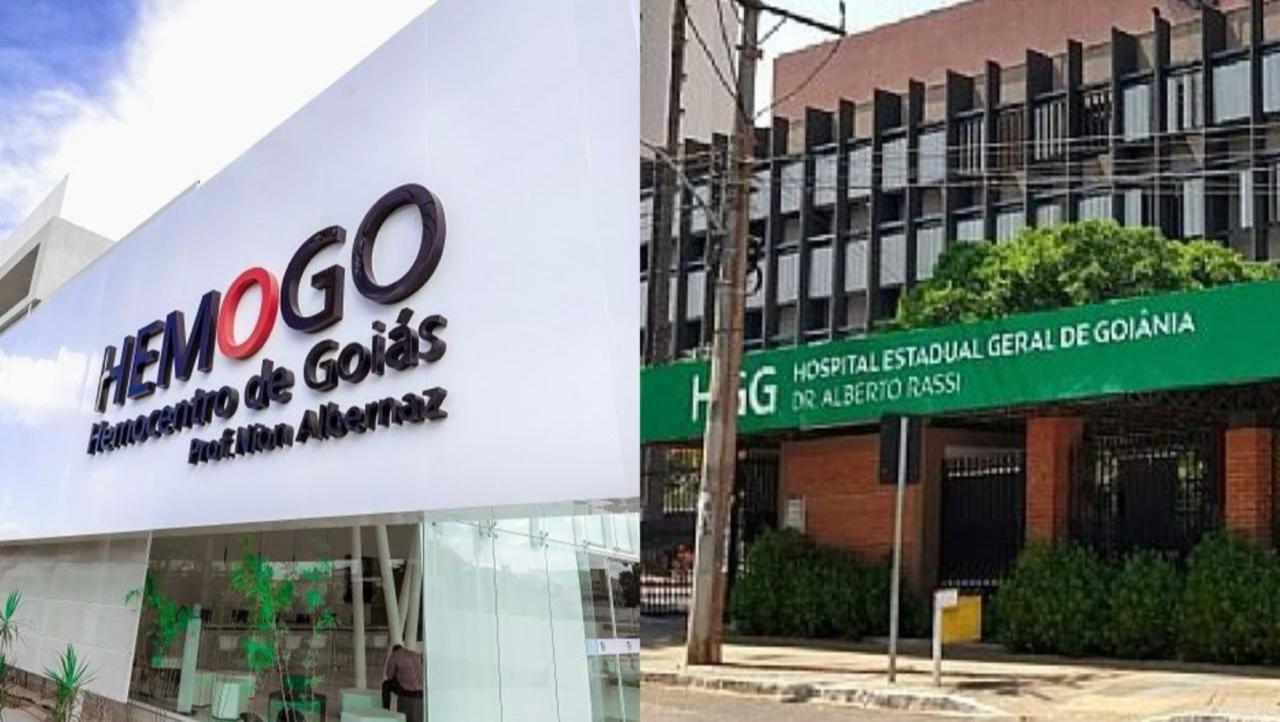 Fachadas do HEMOGO e do HGG em Goiânia