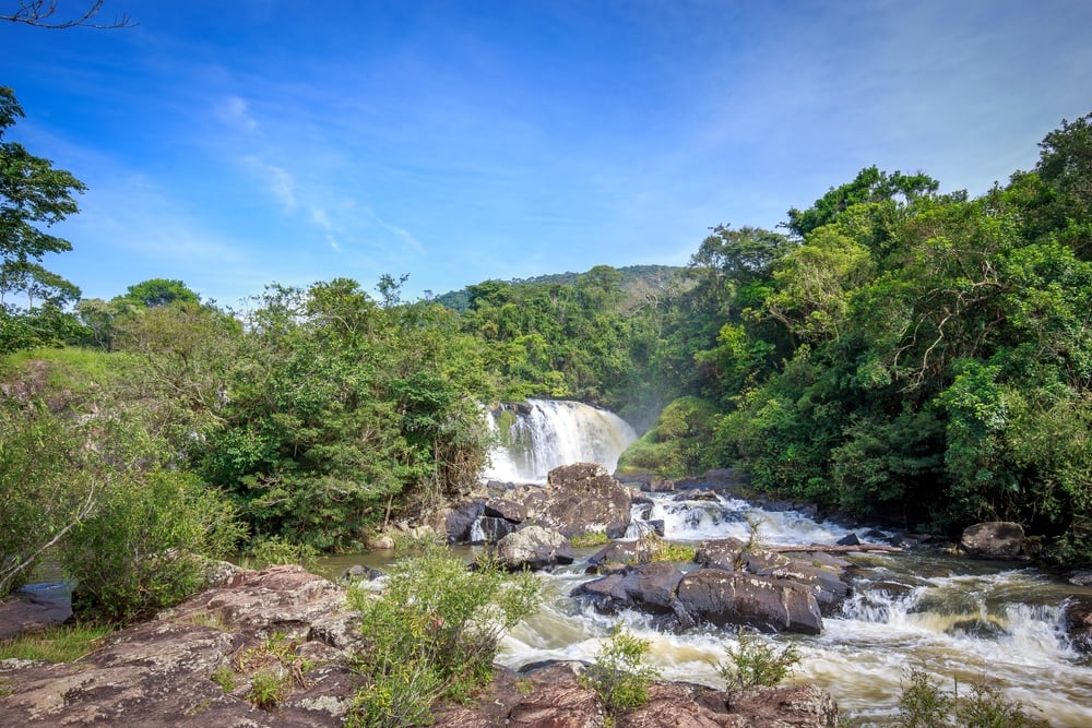 Cachoeira e vegetação de Mata Atlântica em Santo Amaro da Imperatriz SC