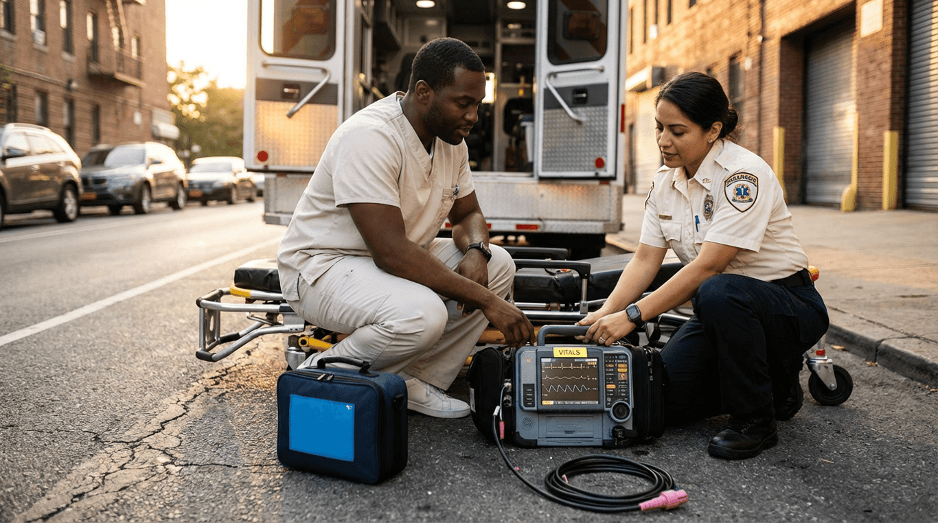 Profissionais em inspeção hospitalar com EPIs e pranchetas