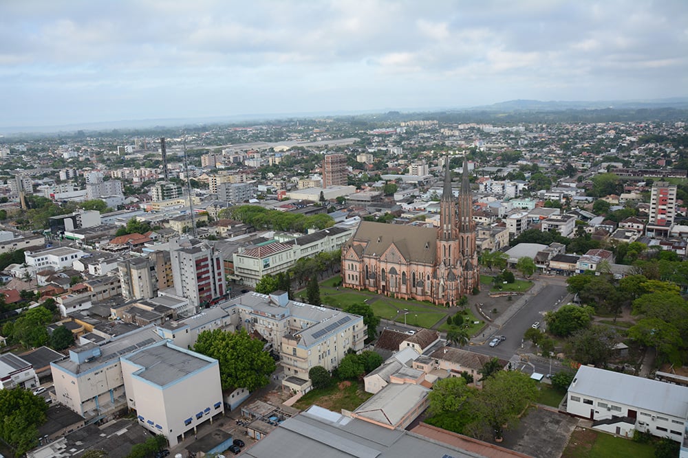 Vista aérea de Venâncio Aires RS, no Vale do Rio Pardo