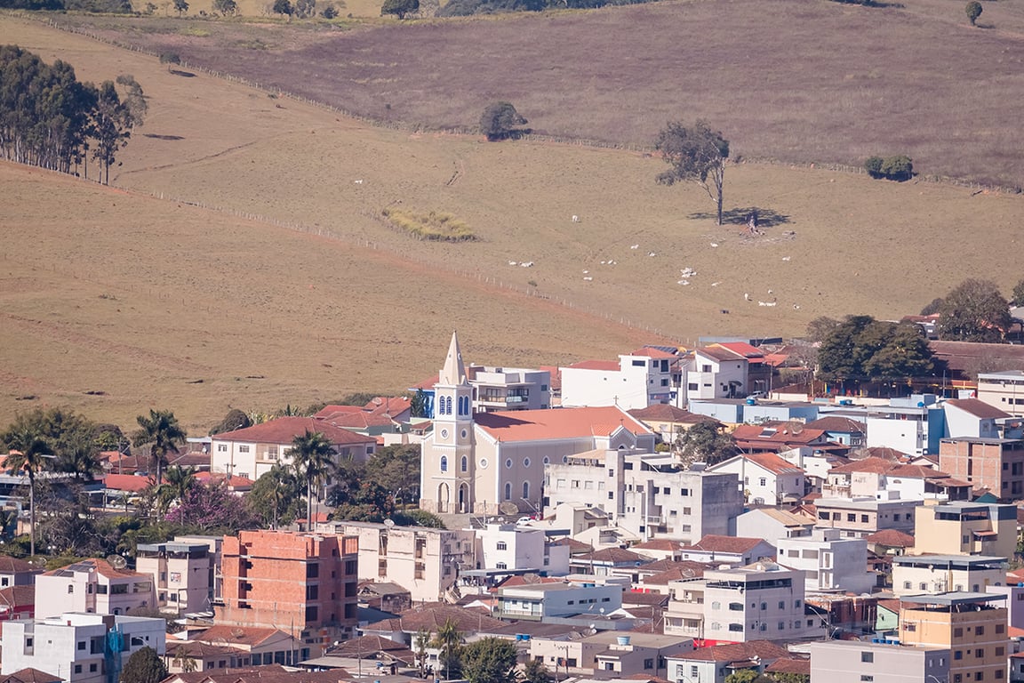 Vista aérea do centro de Congonhal, no Sul de Minas