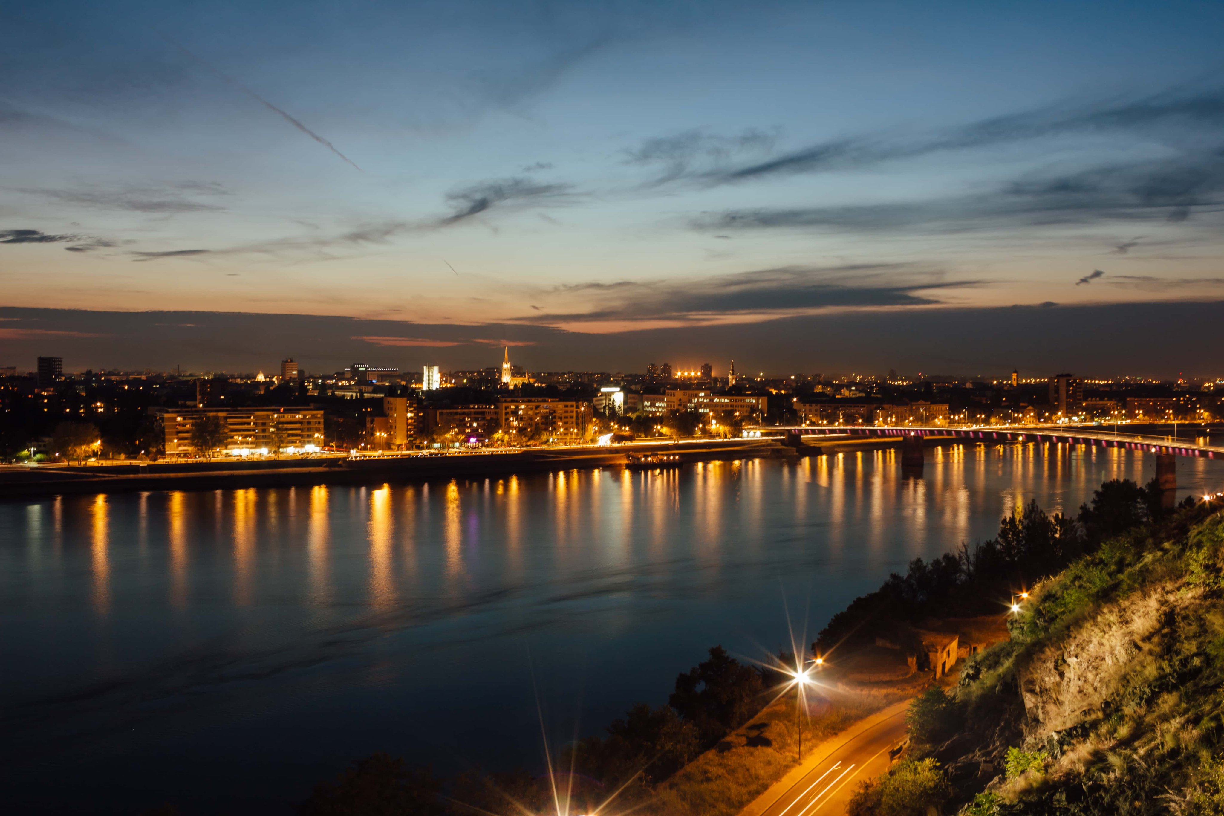 Vista de Charqueadas às margens do Rio Jacuí, ao entardecer