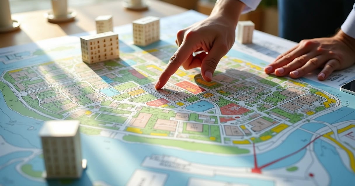 Profissional de arquitetura analisando mapas urbanos