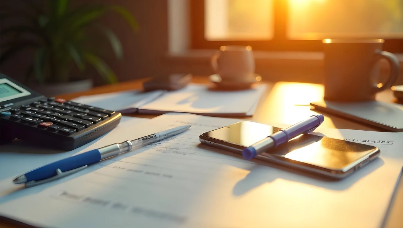 Profissional de contabilidade analisando documentos e planilhas em ambiente corporativo