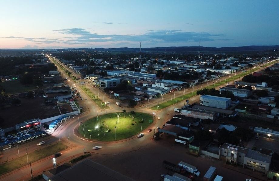 Vista aérea de Confresa MT ao entardecer