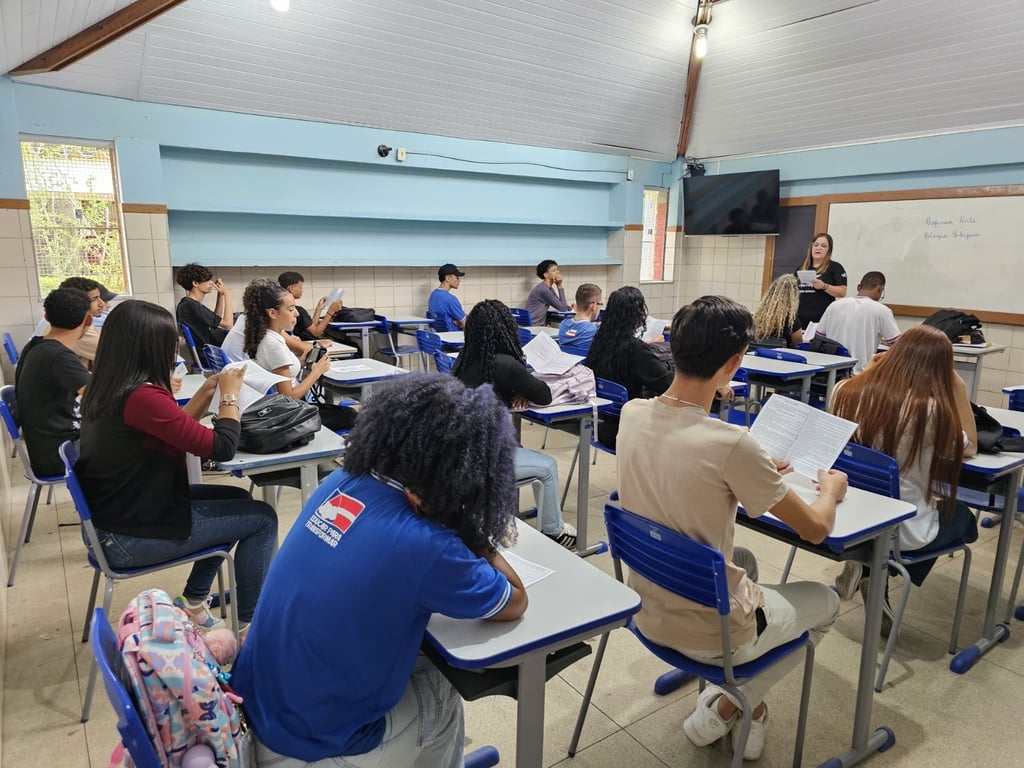 Sala de aula em escola pública do interior da Bahia