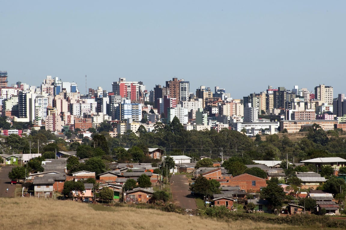 Vista aérea de município no Noroeste do Rio Grande do Sul