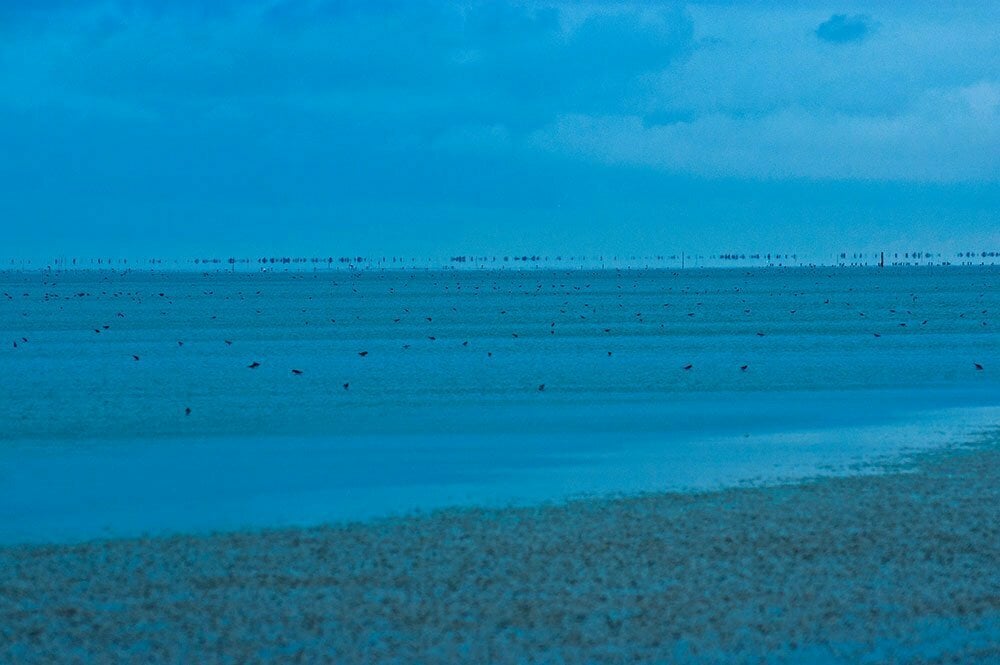 Vista aérea da Lagoa dos Patos, com dunas na margem