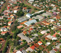 Vista aérea de Capitão Leônidas Marques, no Oeste do Paraná.