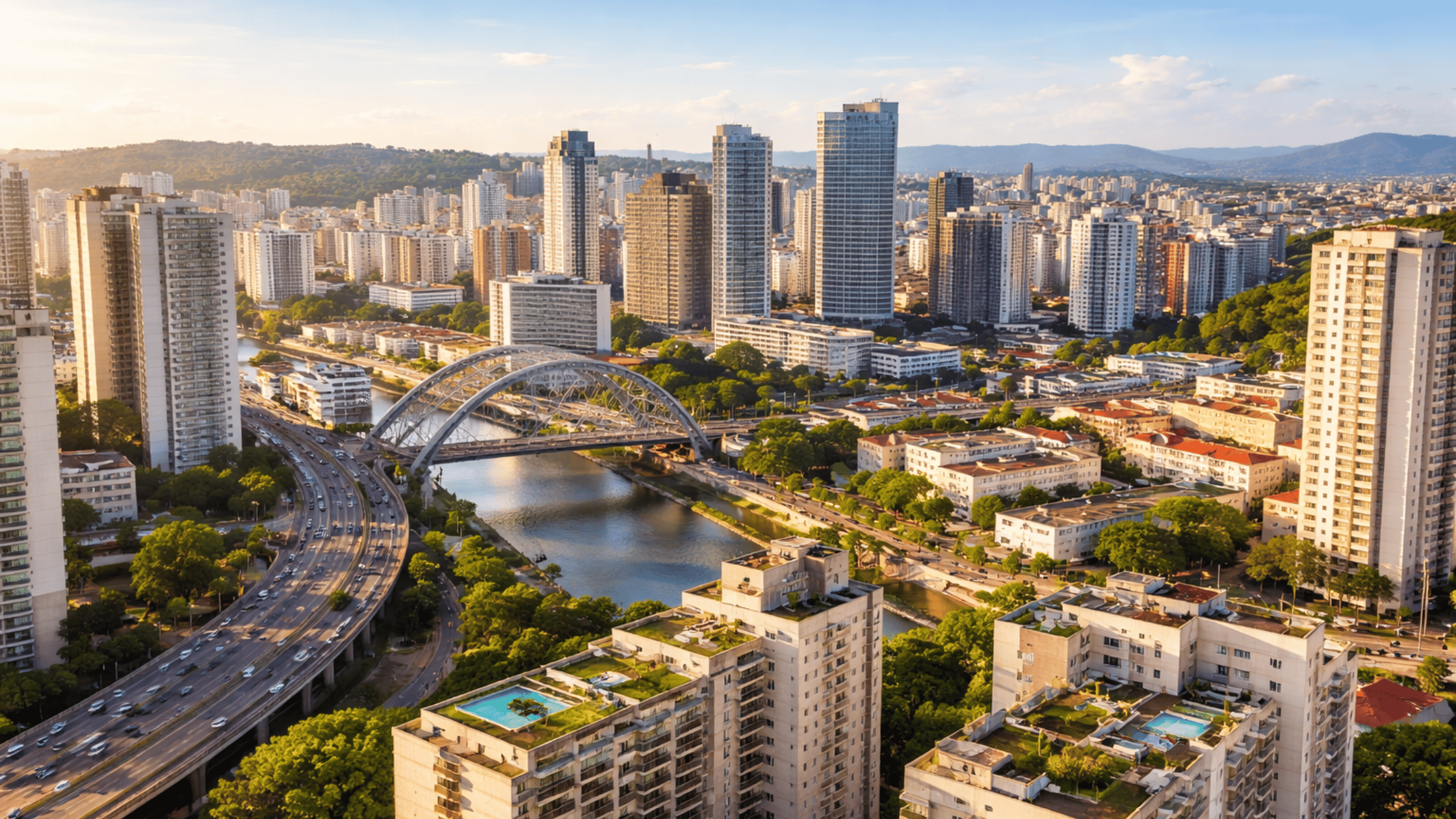 Skyline de Osasco SP no eixo comercial, próximo à Marginal Pinheiros