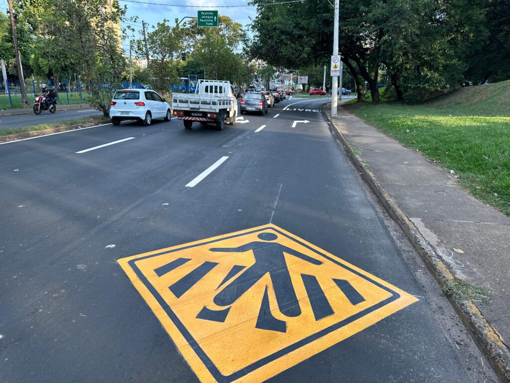Sinalização e fluxo em via urbana brasileira