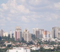 Vista do skyline de Alphaville, Barueri, São Paulo, ao entardecer.