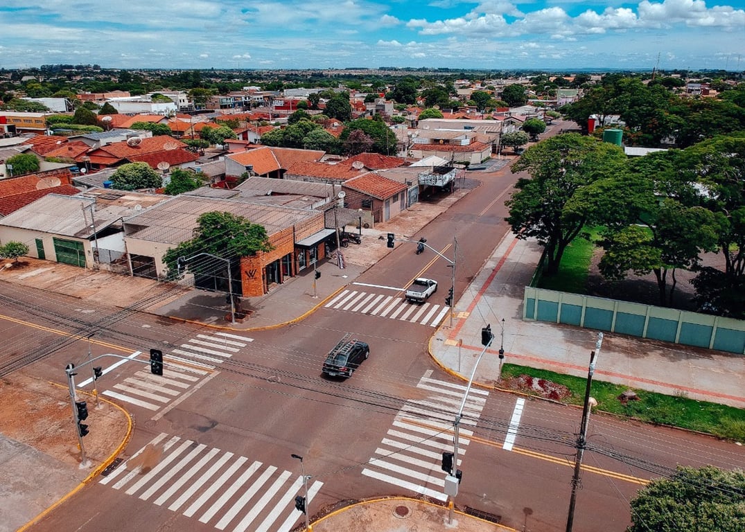 Vista urbana de Ponta Porã ao entardecer