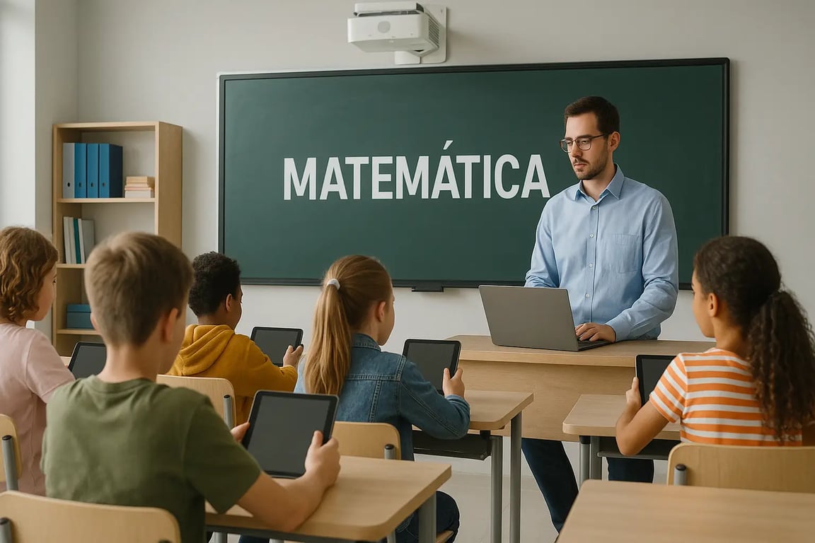 Professor leciona em sala de aula do ensino médio/técnico