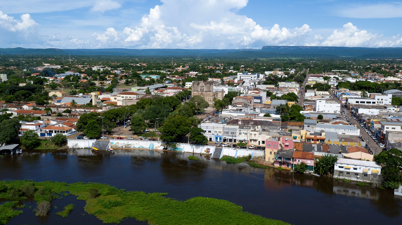 Vista panorâmica de Cáceres MT às margens do Rio Paraguai