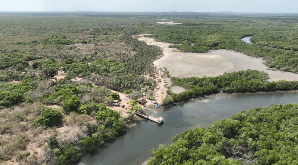 Vista aérea do rio Coreaú, no Ceará