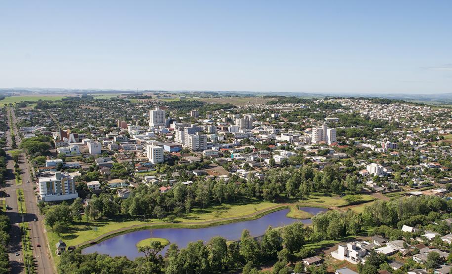 Vista aérea de Realeza, no Sudoeste do Paraná