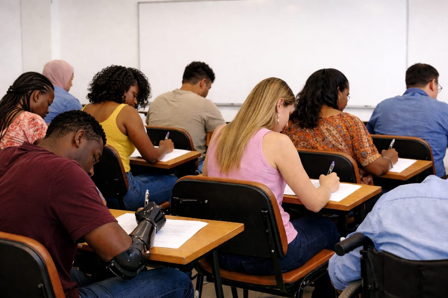 Candidatos em sala durante aplicação de prova