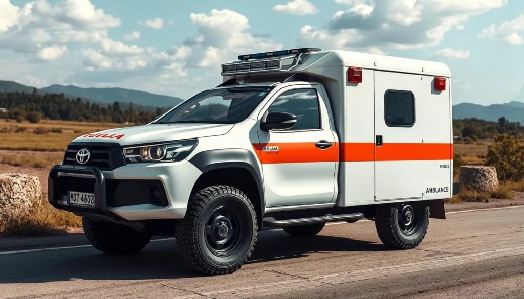 Ambulância em estrada do interior, ilustrando o trabalho de motoristas de emergência