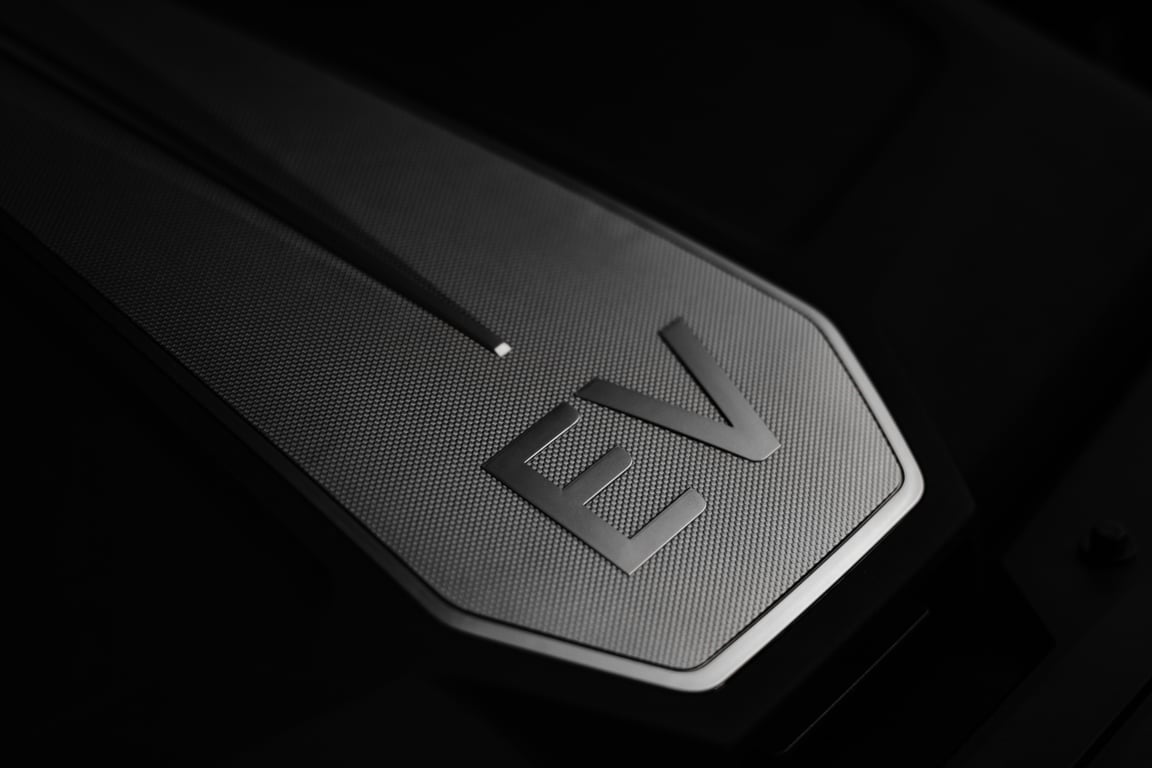 Graphic of an accelerator pedal with the letters EV on it.