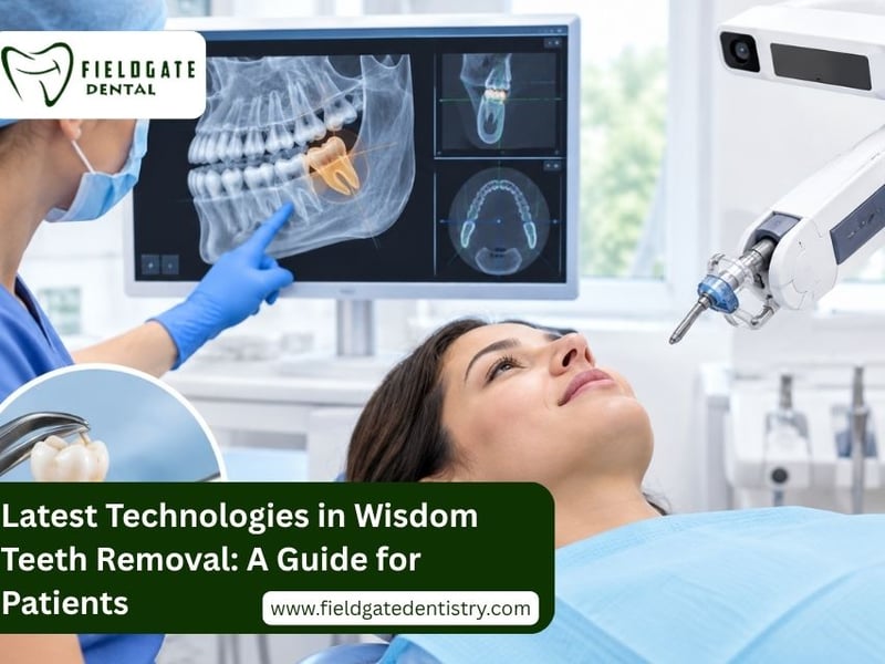 Latest Technologies in Wisdom Teeth Removal: A Guide for Patients– A dentist examining an X-ray image to assess the wisdom teeth and explain treatment options to a patient.