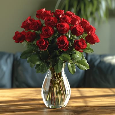 Flawless Romance Red Rose Arrangement — red roses