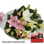 Lovely Lilies Bouquet with Teddy gift option