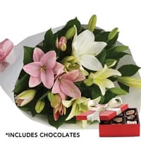 Lovely Lilies Bouquet with Chocolate — view 1