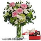 Pink Radiance Floral Arrangement with Teddy gift option