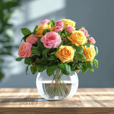 Rosy Sunshine Rose Arrangement