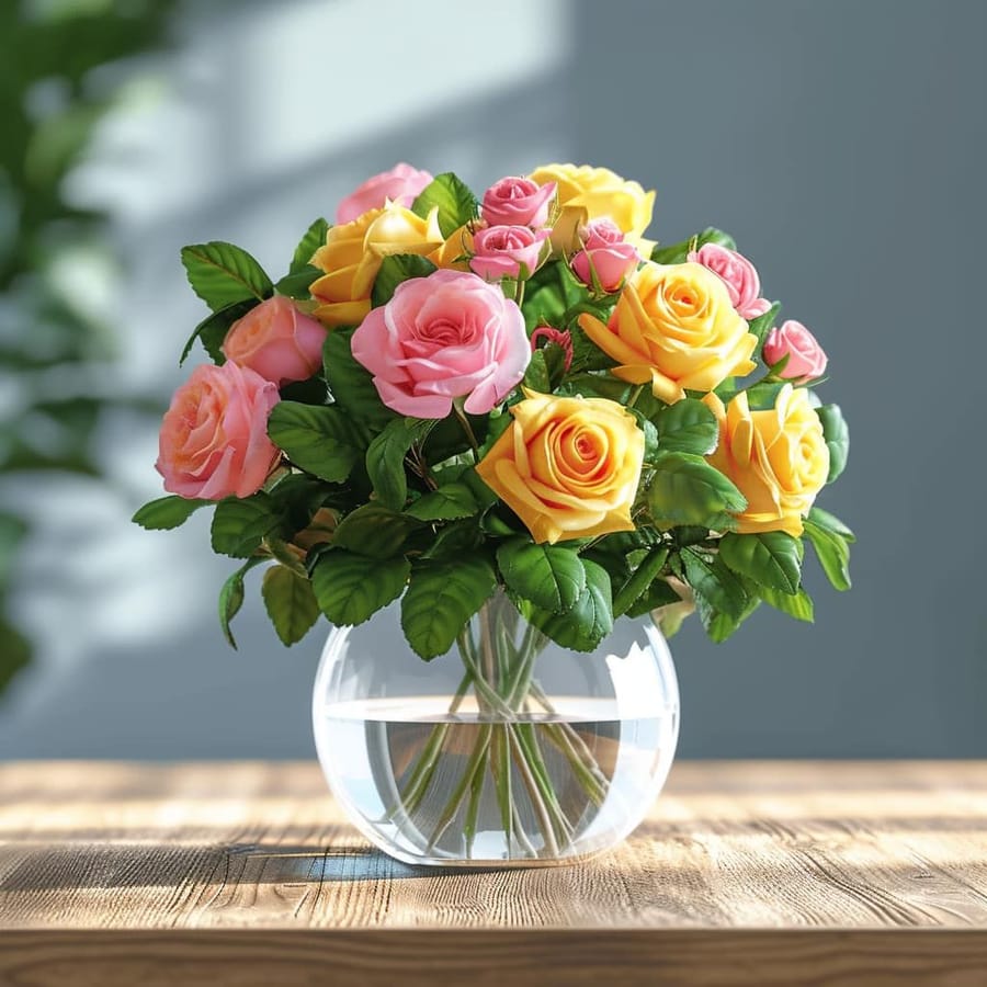 Rosy Sunshine Rose Arrangement