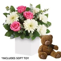 Sweet Thoughts Flower Arrangement with Teddy — view 1