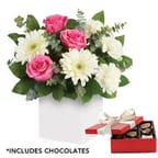 Sweet Thoughts Flower Arrangement with Teddy gift option