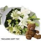 White Delight Flower Arrangement with Chocolate gift option