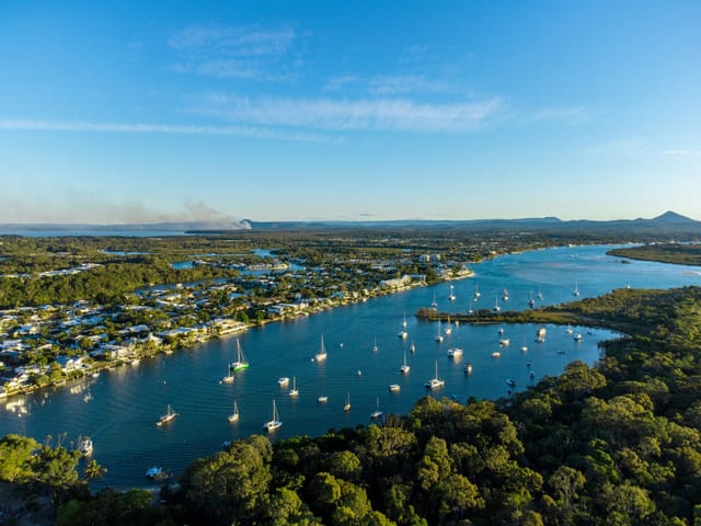 Noosa Heads and the river from the air