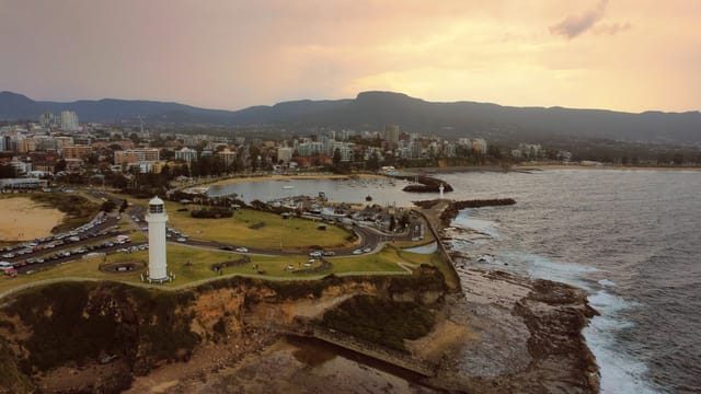 Wollongong and its lighthouse from the air