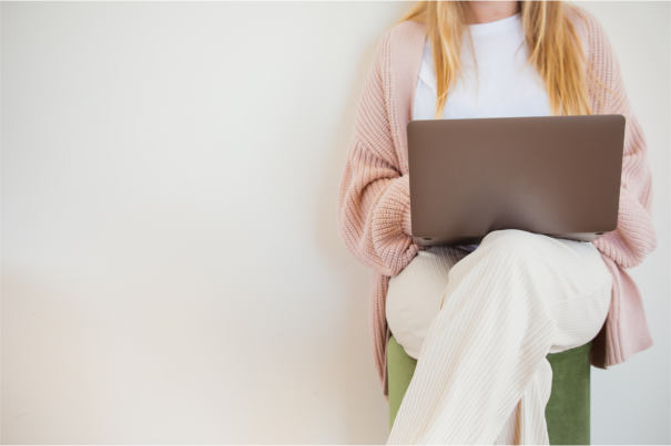 woman working on her laptop