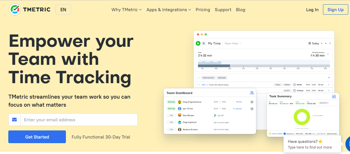 TMetric website